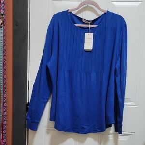 Women Shirt Fantaslook blue long sleeve shirt size 2xl